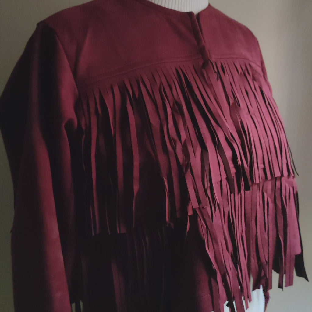 Burgundy Suede fringe jacket