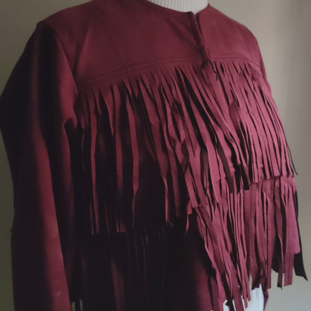 Burgundy Suede fringe jacket