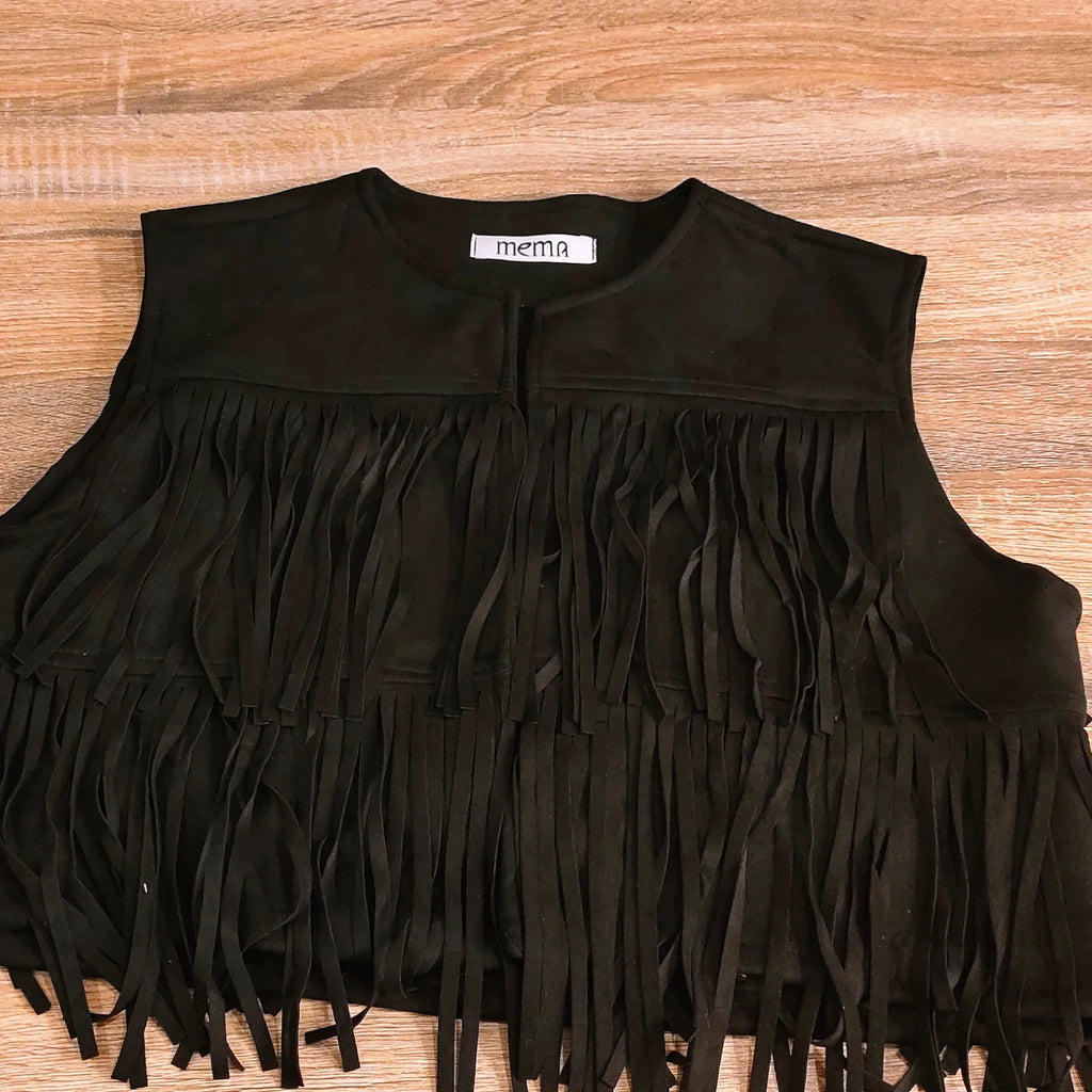 Suede fringe vest