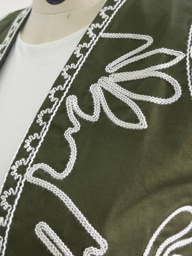 Olive Green Embroidered vest
