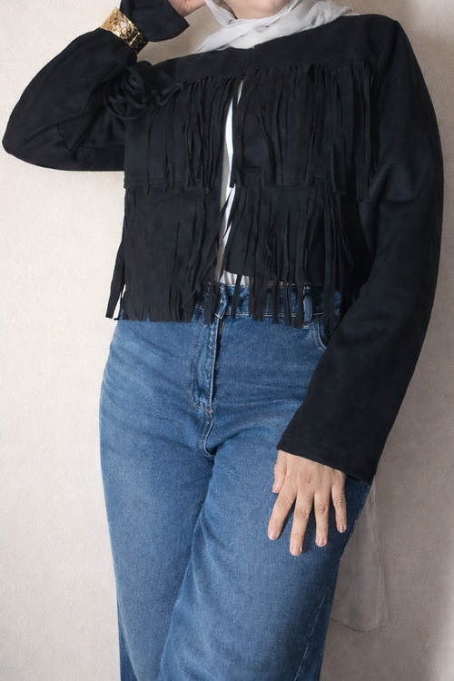 Black Suede fringe jacket